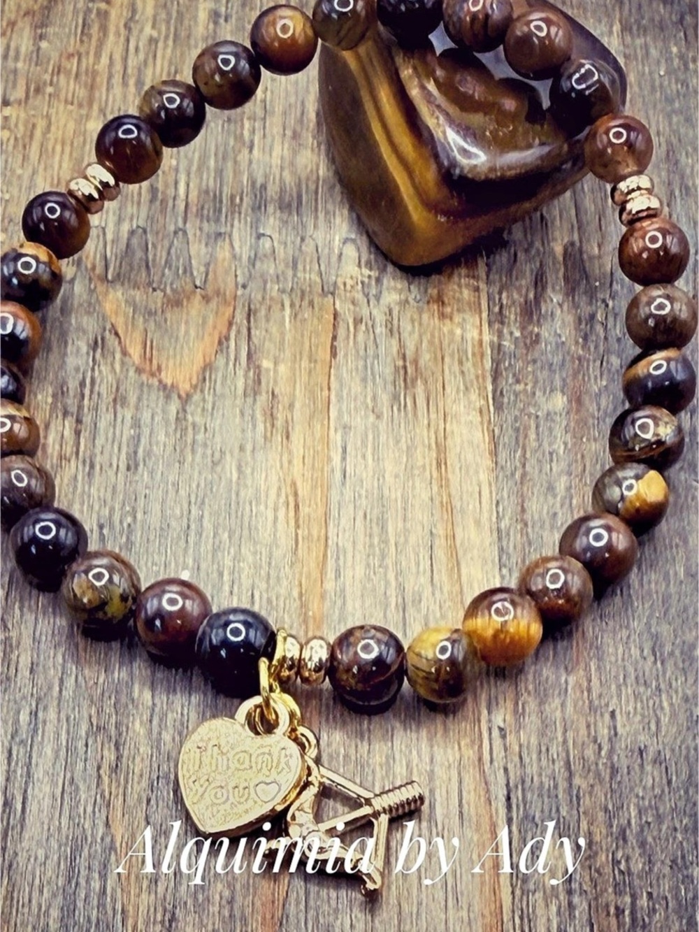Tiger’s eye Brown Beaded Charm Bracelet